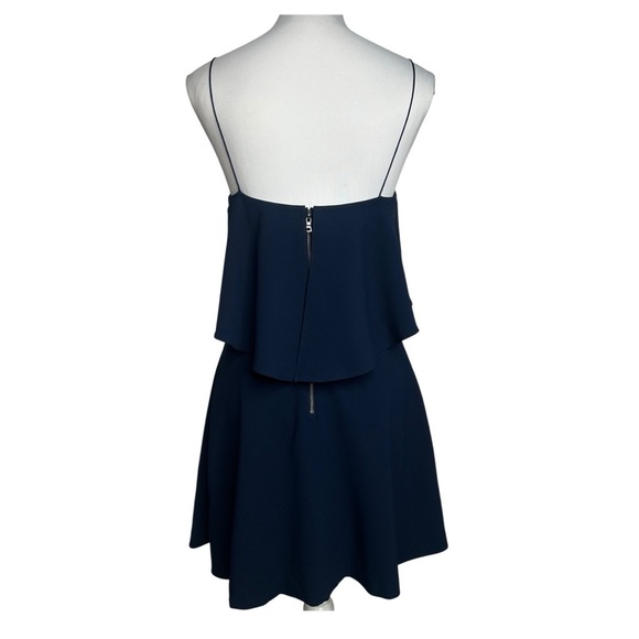 Alice  + Olivia Dress Kipp Navy Strappy Ruffle A-line Skater Preppy Party Mini - Picture 6 of 13
